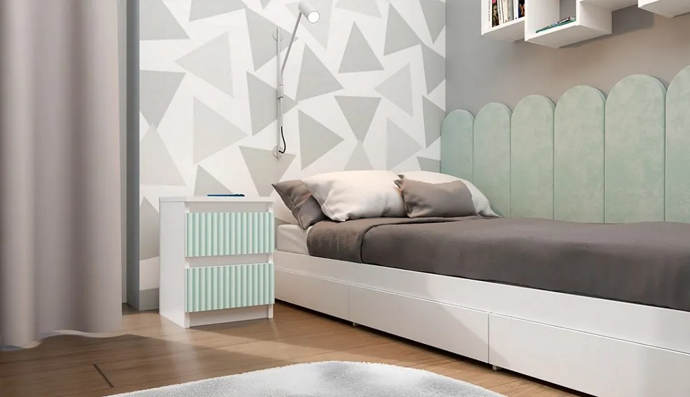 Detský nočný stolík MALWA M2 ARTESO bielo-zelený