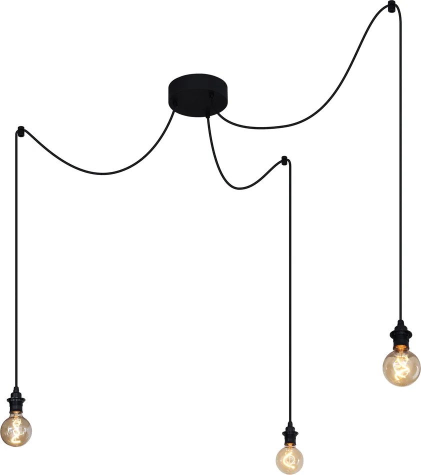 Vonkajšie závesné svietidlo čierne 3-svetlá IP44 - Cava