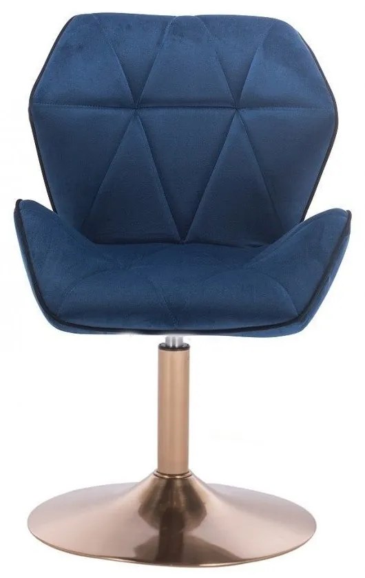 LuxuryForm DESIGN Stolička MILANO MAX VELUR na zlatom tanieri - modrá