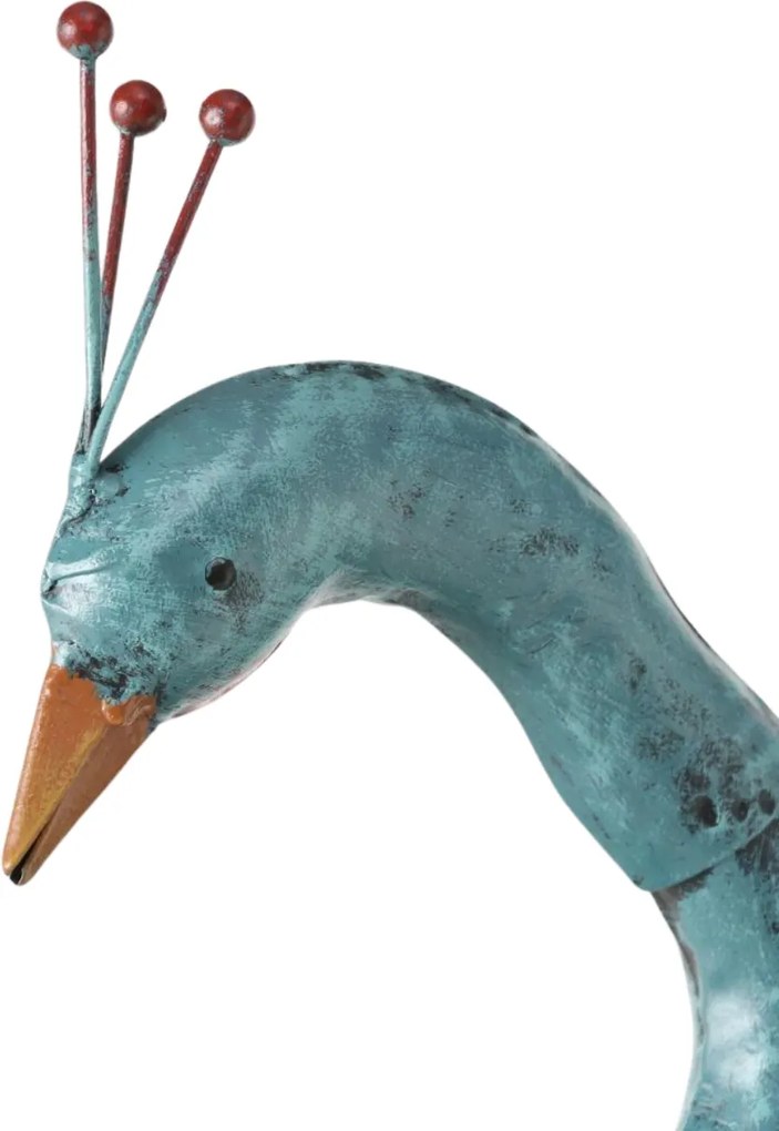 Záhradná kovová figúrka Peafowl Duo, 78 cm, zelená/modrá