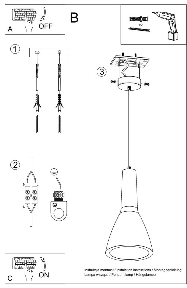 Svetlosivé závesné svietidlo s betónovým tienidlom ø 17 cm Mattia – Sollux