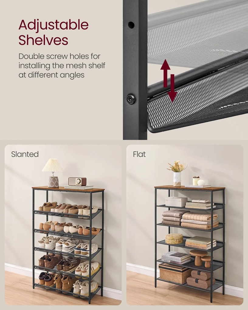 SONGMICS 6-úrovňový regál na topánky LBS044KD01 – praktický botník do predsiene