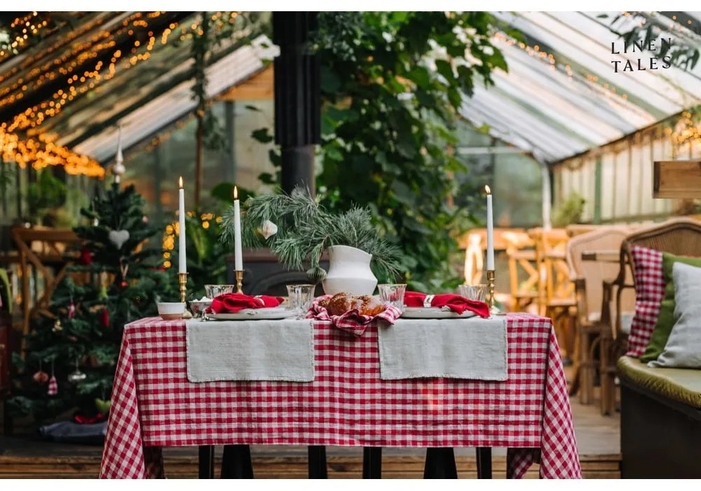 Ľanový obrus 140x350 cm Red Gingham – Linen Tales