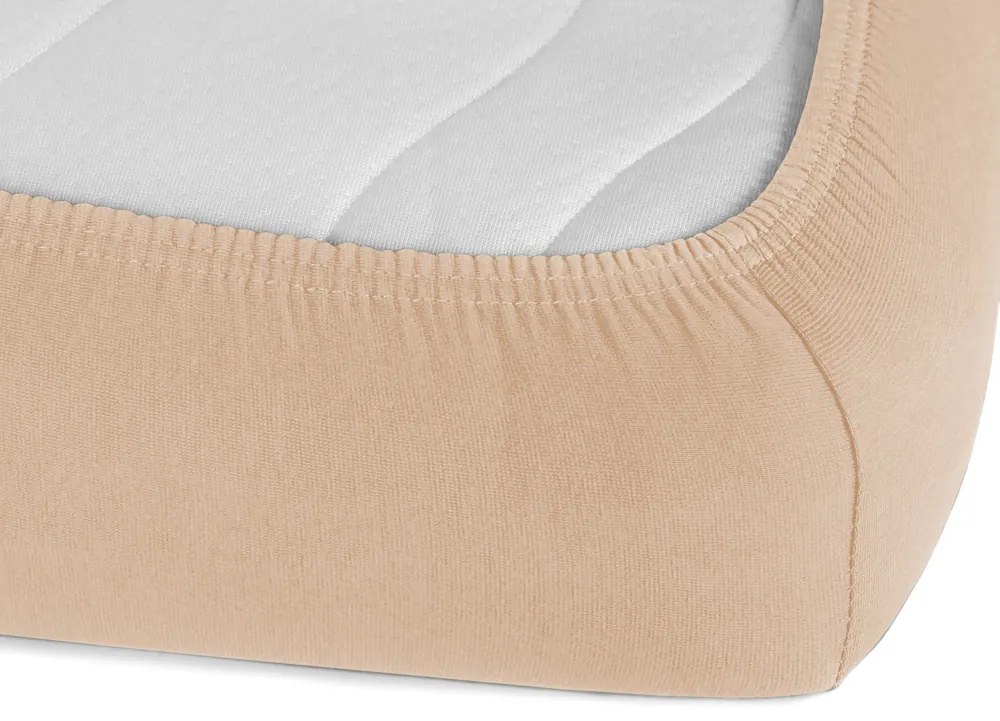 Jersey napínacie prestieradlo JR-033 Béžové 90 x 200 - výška 20 cm