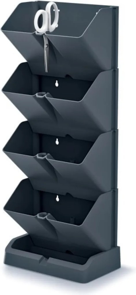 PROSPERPLAST Vertikálne kvetináče s nožnicami na bylinky MINI CASCADE antracit