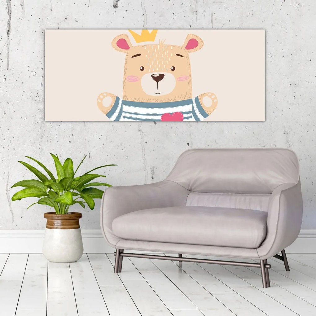 Obraz - Medvedík s korunkou (120x50 cm)
