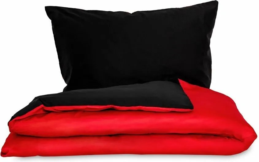 Kvalitex Saténové obliečky Luxury Collection červená / čierna, 140 x 200 cm, 70 x 90 cm