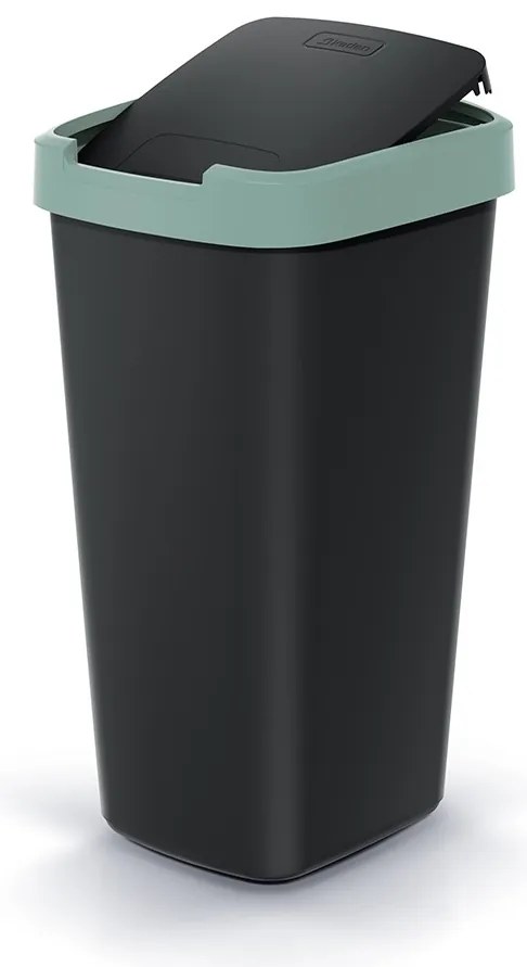 Odpadkový kôš s farebným vekom, 25 l, zelená / čierna