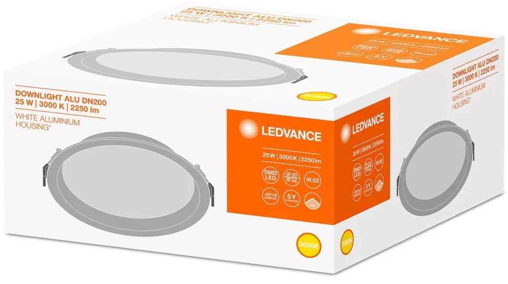 LED 25W 2250lm IP44 3000K Teplé stropné svietidlo 21,5 cm Okrúhle svietidlo LEDVANCE na zapustenie