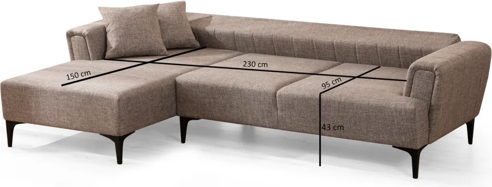 Rohová sedací souprava Hamlet 270 cm světle hnědá levá