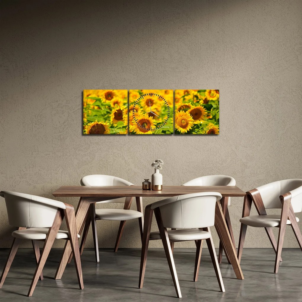 Obraz - Slnečnica (s hodinami) (90x30 cm)