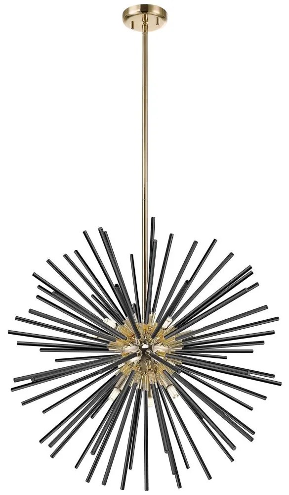 Zuma Line P0491-09C-F7BC - Luster na tyči URCHIN 9xG9/42W/230V zlatá/čierna