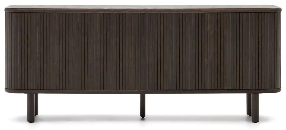 Tmavohnedá nízka komoda v dekore jaseňa s posuvnými dverami 180x75 cm Mailen – Kave Home