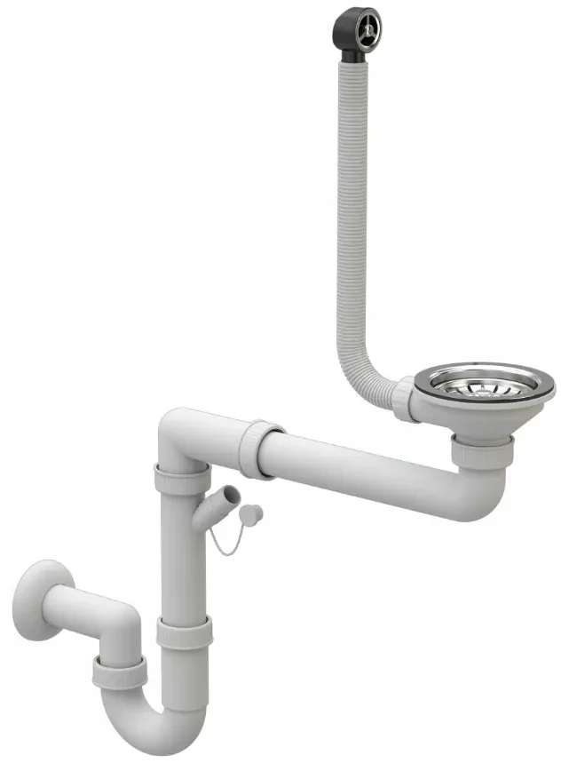 Sink Quality Crypton 60, kuchynský granitový drez 535x400x205 mm + chrómový sifón, biela, SKQ-CRY.W.1KBO.60.X