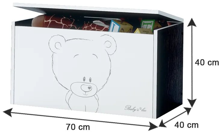 Raj posteli Box na hračky - gravírovaná mačacia labka biela