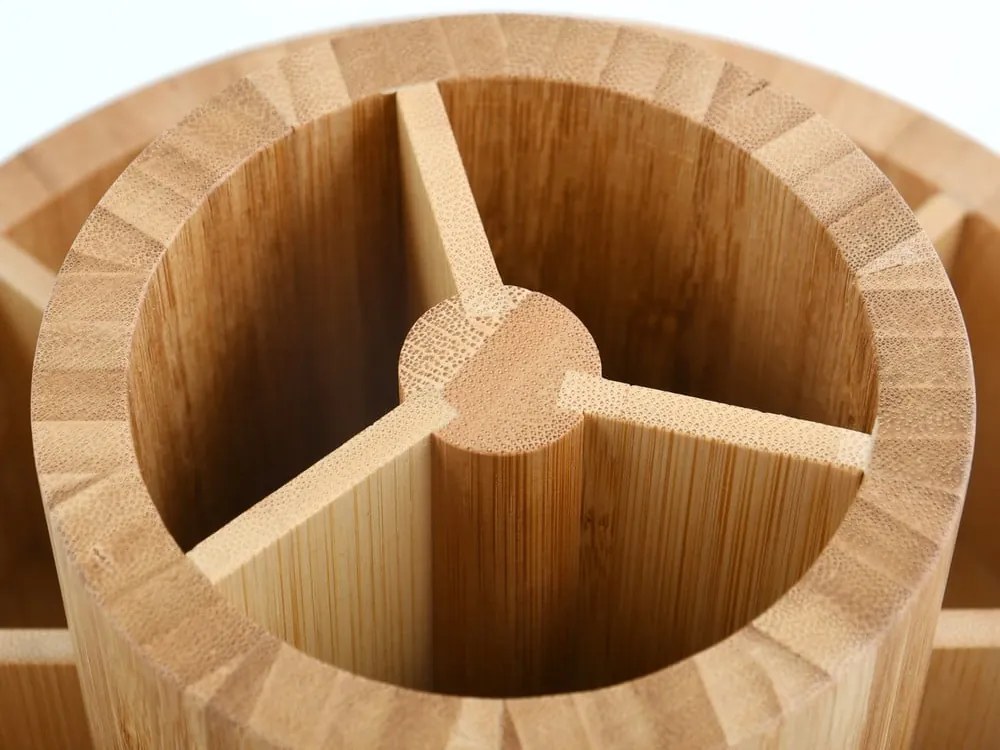 Bambusový kúpeľňový organizér na kozmetiku/otočný v prírodnej farbe Isalys – MSV