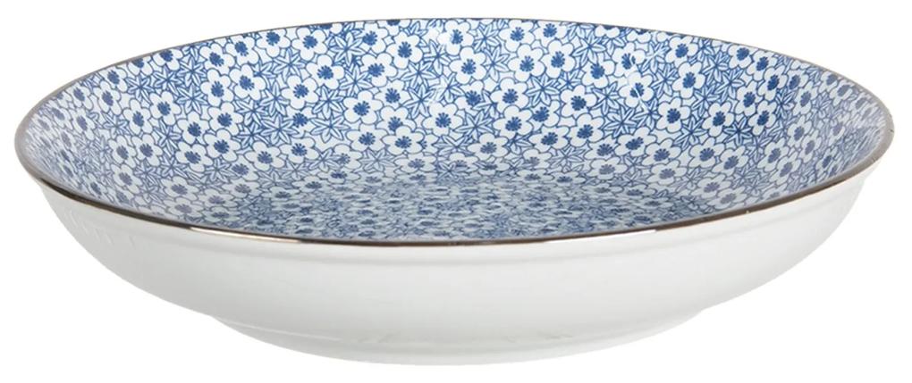 Hlboký tanier s modrými kvietkami BlueFlowers - Ø 20 * 4 cm