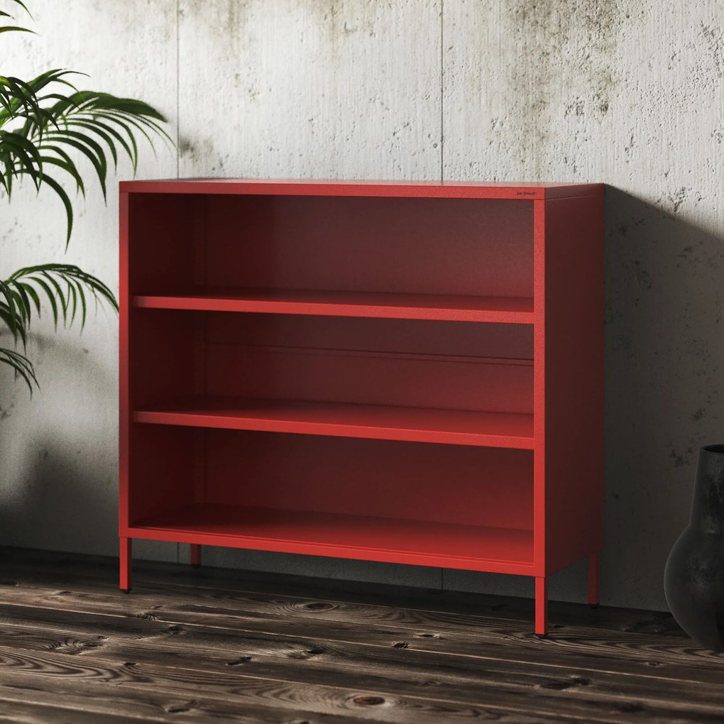 Nízky policový regál LUCA, 1000 x 900 x 350 mm, Modern: červená farba