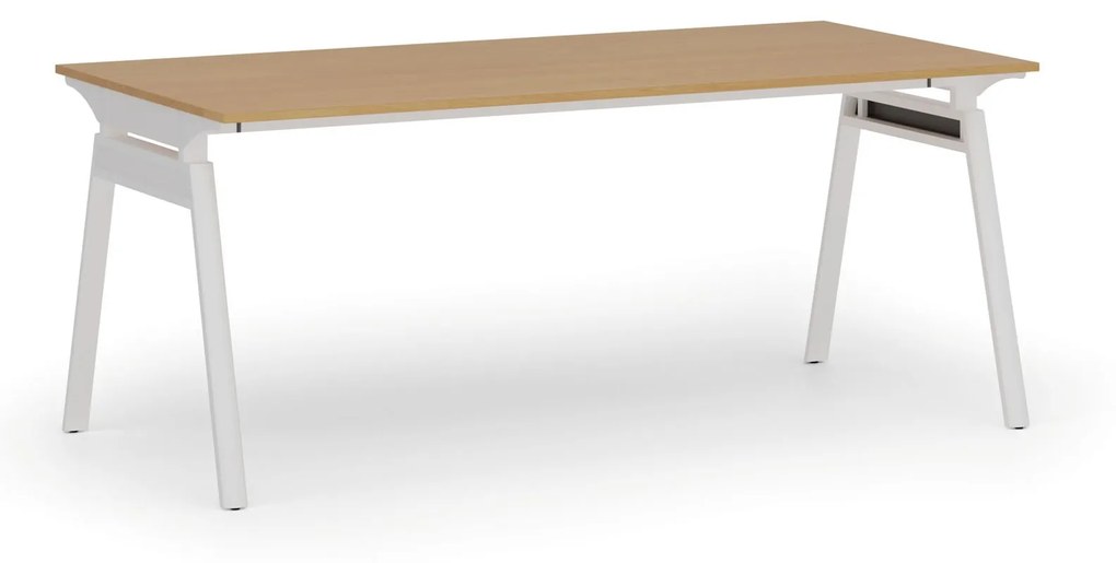 Kancelársky stôl PRIMO SIGMA, 1800 x 900 mm, biela podnož, buk