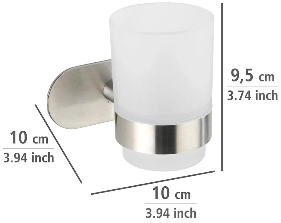 Samodržiaci sklenený téglik na zubné kefky v matne striebornej farbe Orea – Wenko