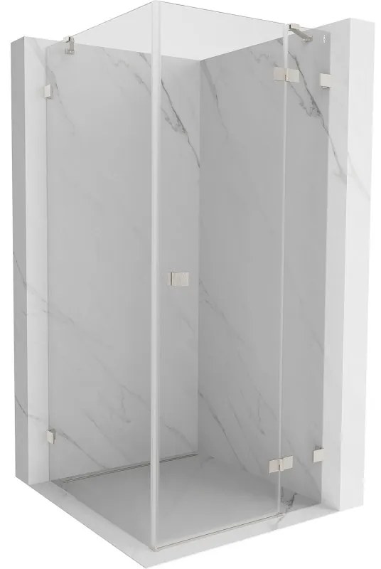 Mexen Lunar, výklopný sprchový kút pravý 80 x 80 cm, 8mm číre sklo, oceľový profil, 834-080-080-97-00-P