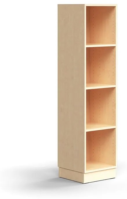 Knižnica QBUS, 3 police, so soklom, 1636x400x400 mm, breza