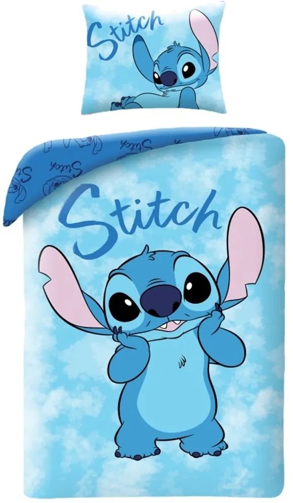 Bavlnené posteľné obliečky Stitch v oblakoch - 100% bavlna - 70 x 90 cm + 140 x 200 cm