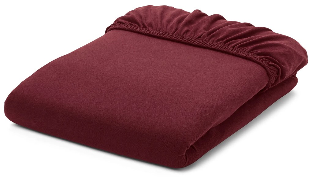 Džersejové napínacia posteľná plachta, bordovočervená, štandardná veľkosť
