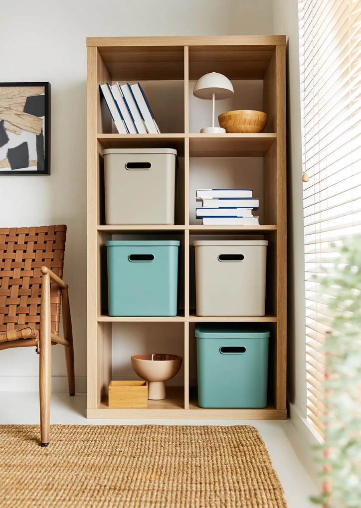 Rotho Úložný box, rovný s vekom, 27l, béžová ALBU LIGHT, 37x29x30