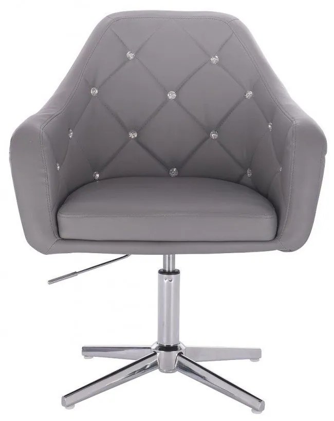 LuxuryForm DESIGN Kreslo ROMA na striebornom kríži - šedé