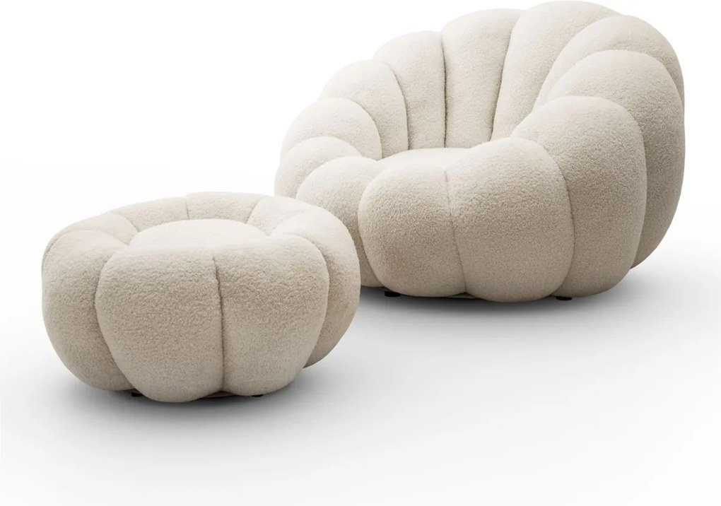 OTOČNÉ KRESLO FILIPPO S PODNOŽKOU BÉŽOVÉ