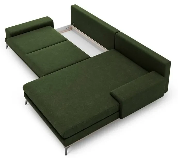 Fľaškovozelená rozkladacia rohová pohovka Windsor & Co Sofas Planet, pravý roh