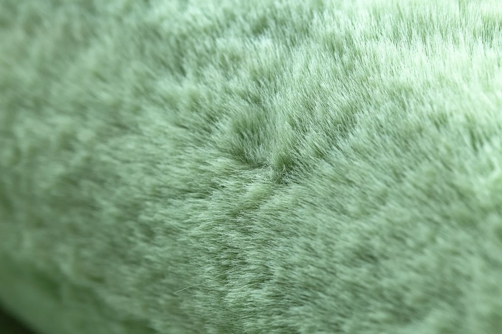 Okrúhly koberec BUNNY, zelený, imitácia králičej kožušiny