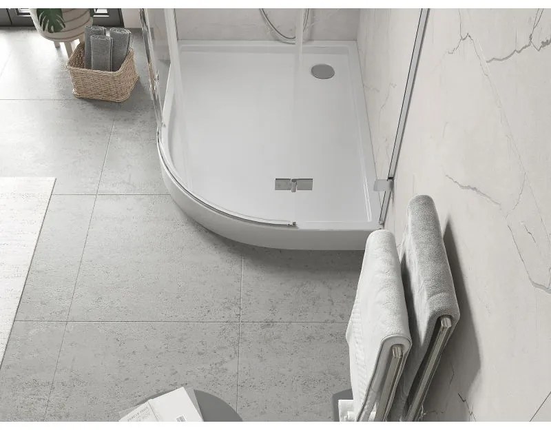 Mexen Flow+, štvrťkruhová asymetrická sprchová vanička, ľavá, 100 x 80 cm, biela lesklá, 46Q108010LH