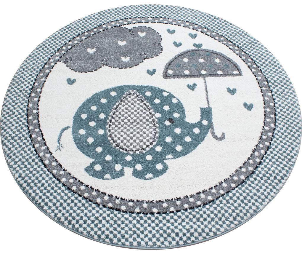 Ayyildiz Detský kusový koberec KIDS 0570, Okrúhly, Modrá Rozmer koberca: 120 cm KRUH