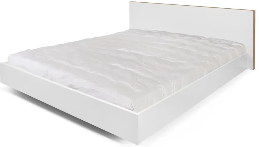 Biela posteľ s hnedými hranami TemaHome Float, 160 × 200 cm