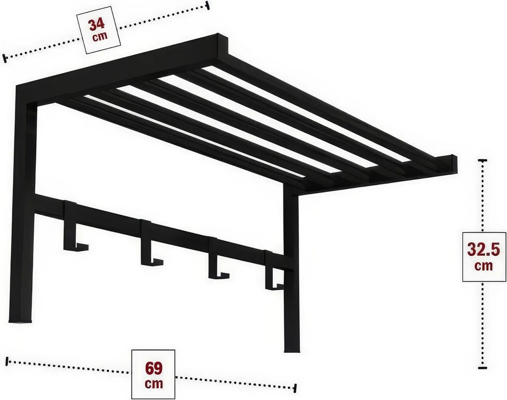 Kovový nástenný vešiak ANNY, čierna