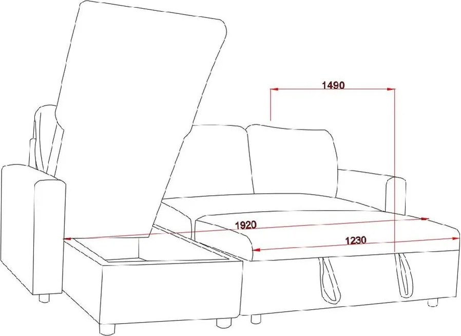 Rozkladacia rohová súprava KIMBERLAND s úložným priestorom