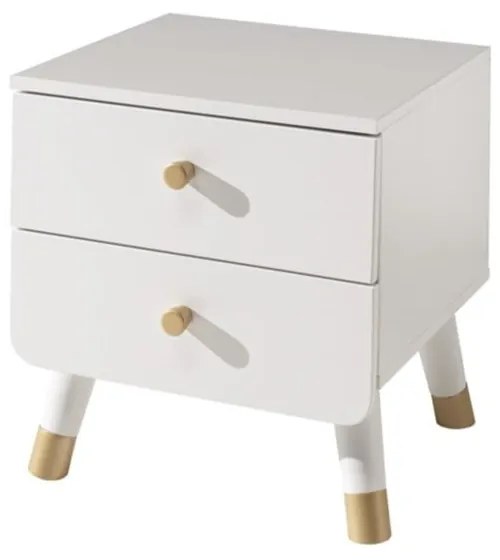 Biely detský nočný stolík z borovicového dreva Vipack Billy
