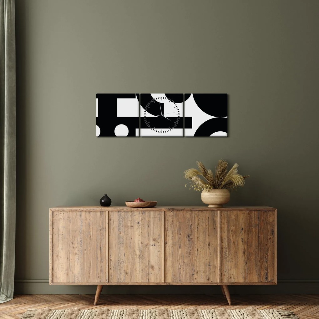Obraz - Geometrická abstrakcia N⁰3 (s hodinami) (90x30 cm)