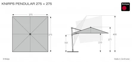 Knirps Knirps 275 x 275 cm - slnečník s bočnou tyčou : Farba slnečníka - bordó (vínová)