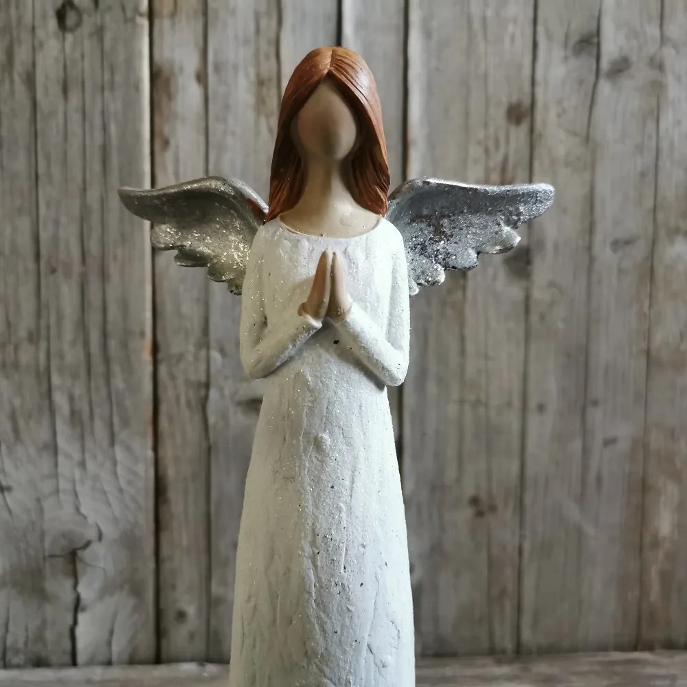 ANJEL so srdiečkom, modliaci 13X6,5X32 CM cena za 1ks