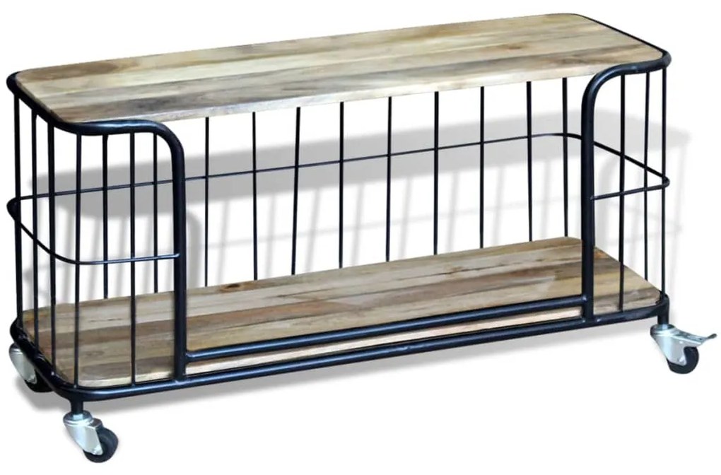 vidaXL TV stolík z masívneho mangového dreva, 100x40x45 cm