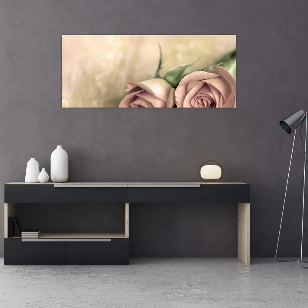 Obraz - Jemné ruže (120x50 cm)
