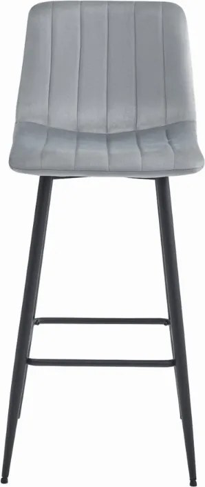 Svetlosivá barová stolička POZZA VELVET s čiernymi nohami