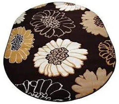 Kusový koberec Veľké kvety hnedý ovál, Velikosti 140x190cm