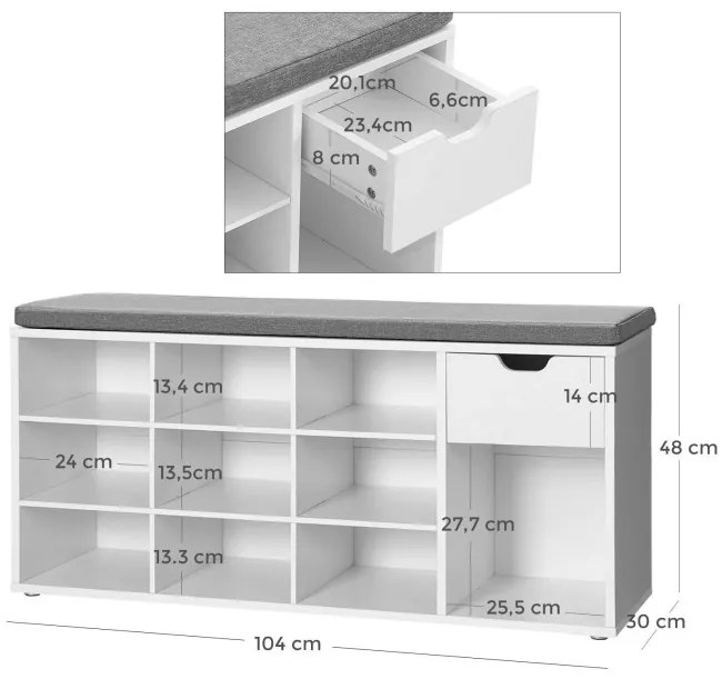 Polica na topánky so sedením - LHS24W01