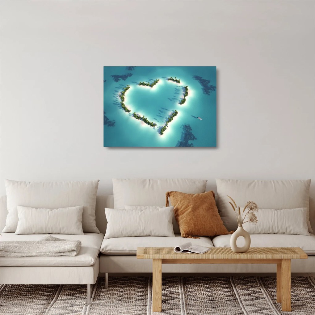 Sklenený obraz - Ostrovy srdce (70x50 cm)