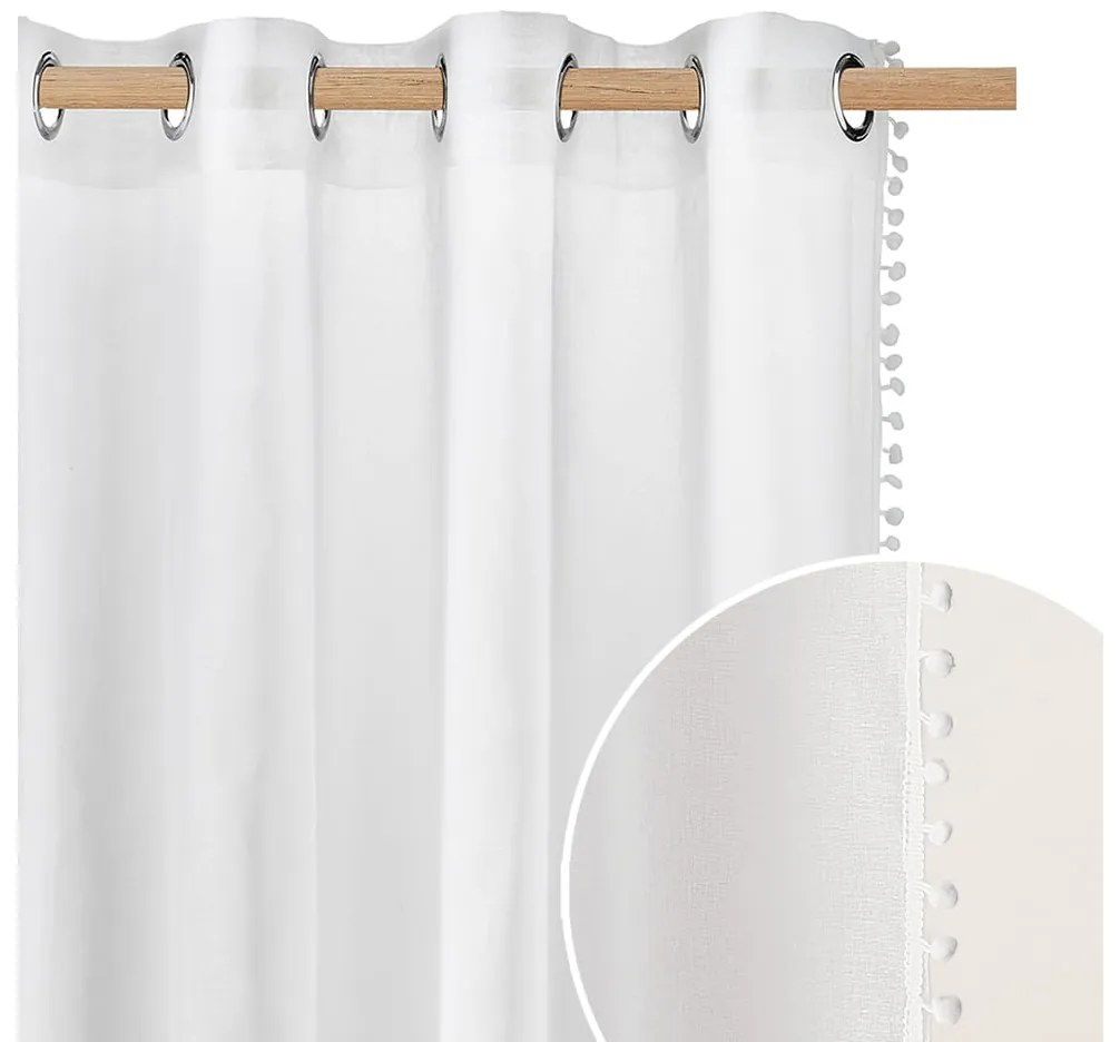 Room99 Záclona na krúžkoch MALIA SPIRIT Biela Pompony Veľkosť: 140 x 260 cm