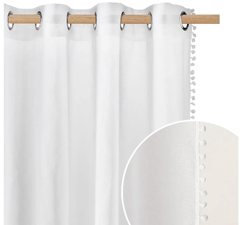 Room99 Záclona na krúžkoch MALIA SPIRIT Biela Pompony Veľkosť: 200 x 250 cm